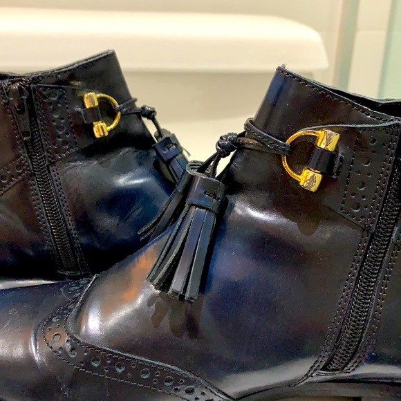 ASOS ALYA Leather Navy Tassel Ankle Boots size 10 - Picture 11 of 11